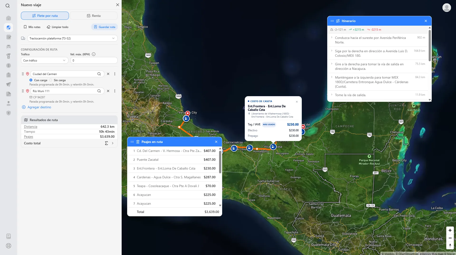 FletCot — cotización de una ruta completa