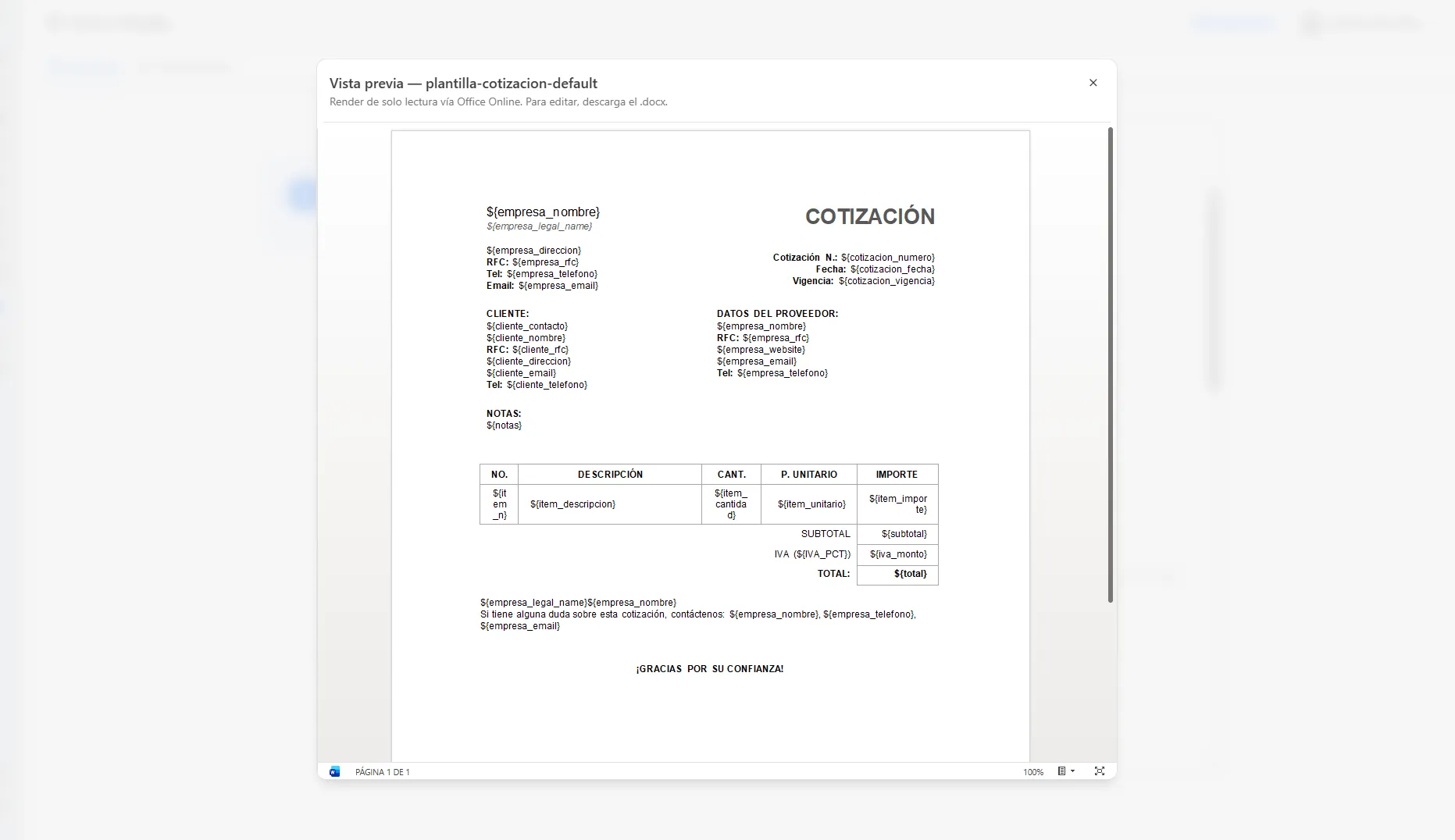 Genera el documento con tu marca